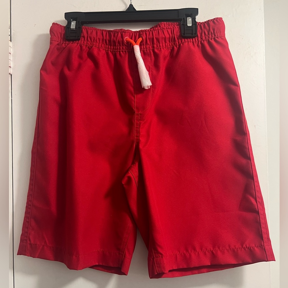 Lands’ End Boys Solid Swim Trunks, Red, Size Youth M/10-12